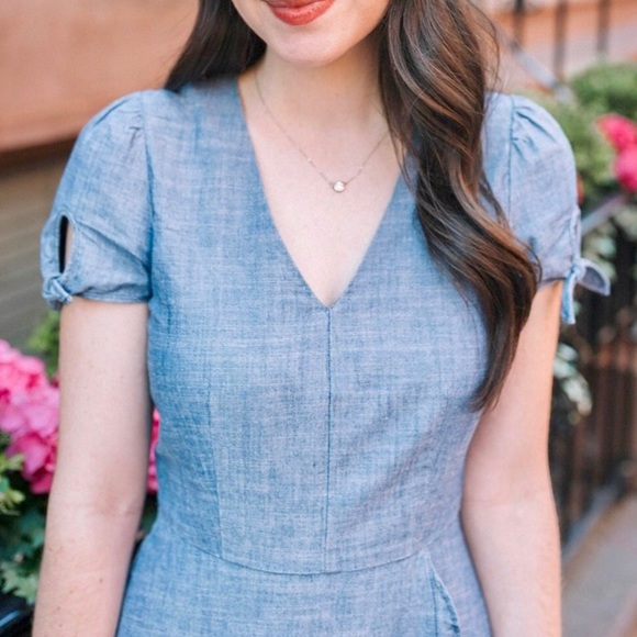 J. Crew Factory Faux Wrap Chambray Dress - Picture 4 of 10
